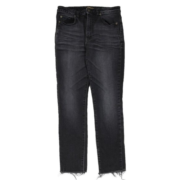Saint Laurent Womens High Waist Skinny Jeans 30 Grey Charcoal Raw Hem Denim - Picture 1 of 9